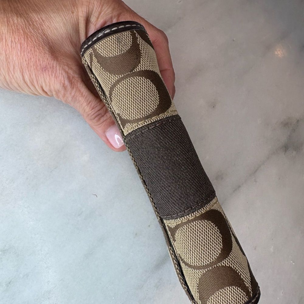 Coach Wallet Canvas brown & tan Signature Jacquard Logo Canvas Compact Wallet - Picture 3 of 10